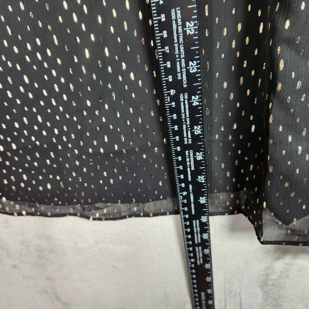 Vince Camuto Twinkle Glow Blouse Women 3X Black Gold Metallic Dot Chiffon Career - Picture 7 of 7